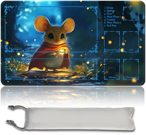 Tapis de jeu MTG MTG PlayMat - 60 cm x 35 cm, art original, tapis de jeu TCG antidérapant avec base en caoutchouc et bords cousus - Tapis de cartes Commander TCG enroulable et pliable (avec zone