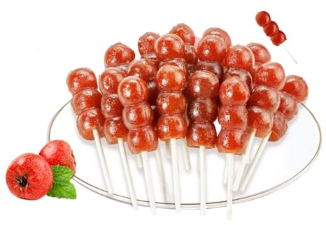 Hawthorn skewers， Hawthorn Lollipops 7.05OZ/200g,Sweet and Tart Flavor, Refreshing and Chewy Snack,Individually Wrapped