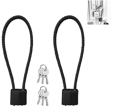 Hsyadazi Lot de 2 cadenas à câble avec clé - Cadenas robustes avec câble en acier - Pour vélo, valise et casiers - Résistant aux intempéries et incassable - Noir