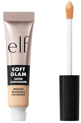 e.l.f. Soft Glam Satin Concealer, mittlere Deckkraft für Unreinheiten und Augenpartie, setzt sich nicht ab, langanhaltend, vegan und tierversuchsfrei, 14 Fair Cool
