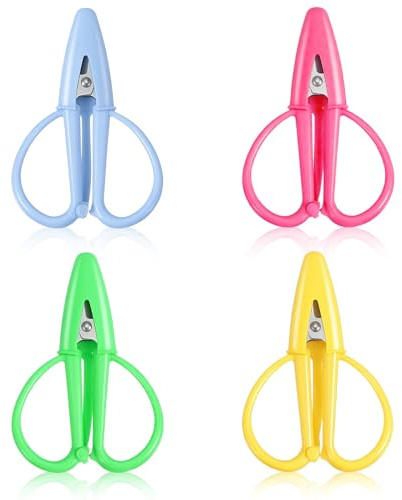 Ymapinc 4 stycken små saxar set rostfritt stål hantverkssax broderisax minisax med silikonhandtag för sömnad, pappersskärning scrapbooking