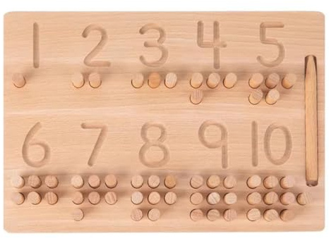 LLTCMYGS Tablero de Madera Montessori para Trazar Números, Tablero Educativo de Conteo y Habilidades Preescritura