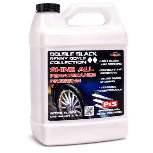 P&S Professional Detail Products Shine All Performance Apósito para neumáticos y molduras de alto brillo, a base de agua, uso interior/exterior en goma, vinilo y cuero, acabado Pro Detail, 1 galón