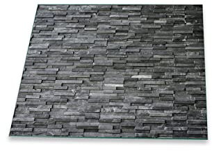 Herdabdeckplatte Abdeckung Ceranfeld Abdeckplatte Schneidebrett 1-Teilig 60x52 Steine Grau Schiefer Spritzschutz Glasplatte Ceranfeldabdeckung Schutz Herdschutz Sicherheitsglas Glasschneidebrett