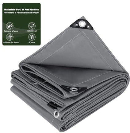 Laneetal Bâche de Protection - Imperméable, Résistante, Polyester Revêtu de PVC 500 g/m²² Untra Haute Densité avec œillets, Taille/Couleur au Choix - d'Extérieur Camion, Meuble de Jardin