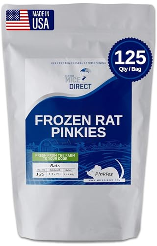 MiceDirect Frozen Pinkie Rat Food for Corn, Rat, King Snakes & Other repitles. (125 Count)