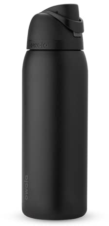 Owala FreeSip Isolierte Edelstahl-Wasserflasche mit Strohhalm für Sport und Reisen, BPA-frei, 1,2 l, sehr, sehr dunkel