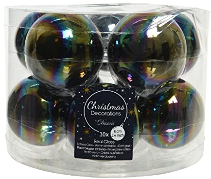 Weihnachtskugeln Glas 6cm x 10 Stück Christbaumkugeln matt glänzend regenbogen schimmernd perlmutt