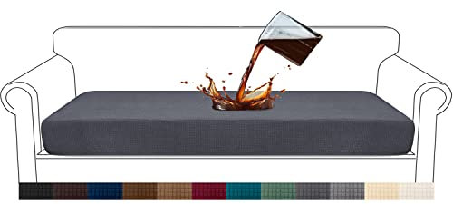 Granbest Premium Wasserdicht Sofa Sitzkissenbezug, High Stretch Jacquard Sitzkissenschutz Sofasitzbezug für Couch (4 Sitzer, Grau)