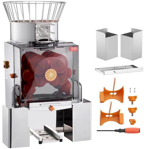 VEVOR Spremiagrumi Elettrico Commerciale 120 W, Estrattore di Succo Alimentazione Automatica con Filtro Estraibile 46x52x90cm in Acciaio Inox per Pompelmo Arancia da Ristorante Caffetteria Bar Feste
