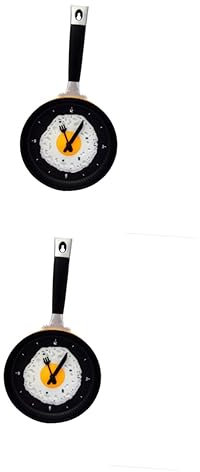 Abaodam 2 Stück Wanduhr Omelette Uhr Bratpfanne Uhr Hängeuhr Haushalt Taschenuhr
