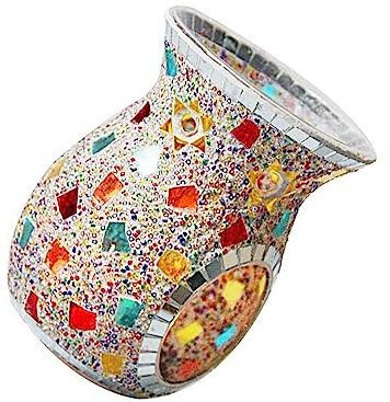 osiuujkw Bruciatore di Cera aromatica Bruciatore di Olio di Vetro Luminoso Aromaterapia Scaldacera Leggero Diffusore di Profumo Supporto per Fusione per Arredamento, Colorato