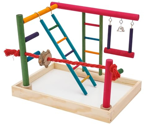 BRRIDE Parco giochi per uccelli, parco giochi in legno, parco giochi per pappagalli e piccoli uccelli