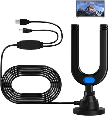 TV Aerial, Indoor, TV Aerial for Smart TV with Signal Booster High Gain Freeview Outdoor Antenna for 4K 1080P HDTV & VHF UHF DAB Radio with 26Ft Coax Cable