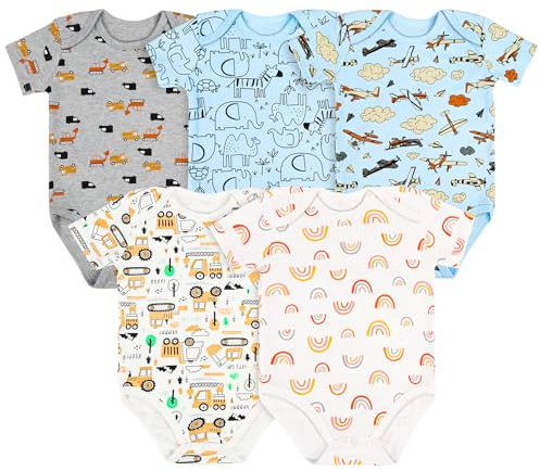 Vicloon Bodysuit för bebis och bebis, kortärmad body i 100 % bomull, med bekväm öppning, unisex 0–12 månader, idéer för födelse