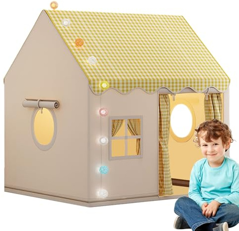 Vhjlfig Casa De Juegos para Niños De Interior 120×105×128cm Tiendas De Campaña En Tela De Poliéster De Campaña Castillo para Habitación Infantil, Rincón Acogedor para