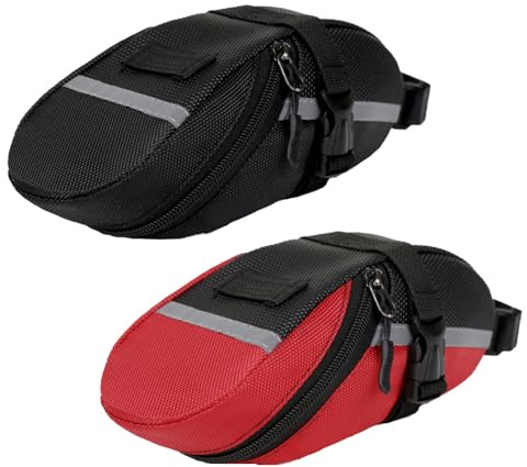TONGIHS 2 PCS Bicycle Saddle Bag,for Road Bikes,Mountain Bikes,Black&Red