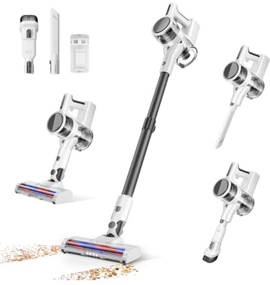 Comvtu Cordless Vacuums, 80,000PRM Powerful Motor Vacuum Cleaner and 2200mAH Rechargeable Battery up to 35 Mins Worktime, 2 Adjustable Modes, Detachable Parts, Wireless Stick Vacuum (Onion White)