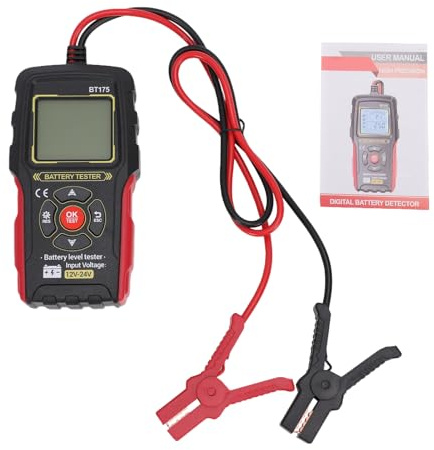 Naroote Testeur de Batterie 12 V 24 V, Analyseur de Batterie, Vérificateur de avec une Touche de Test Précis pour la Durée de Vie, la Résistance, la Tension et la capacité de Décharge, écran