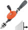 Housolution Handbohrmaschine, Leistungsstark 1/4 Zoll (0.6-6mm) Spannfutter Stahlguss Doppelritzel Handbohrer für Holz Kunststoff Acryl Leiterplatte Stanzen, Orange