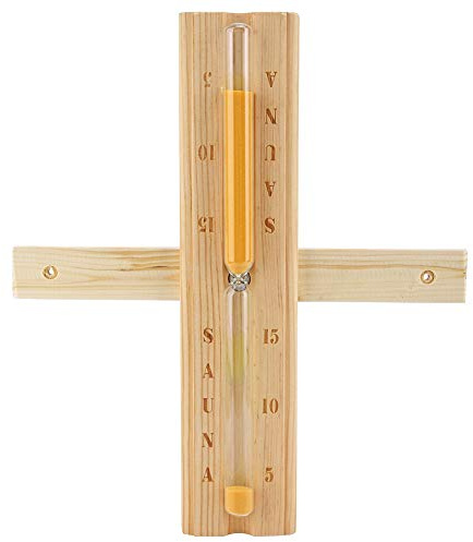 TOPINCN Wooden Sauna Hourglass Timer with Lavender Scent, Glass and Wood Construction, 11.8 inch Length, 15 Minutes