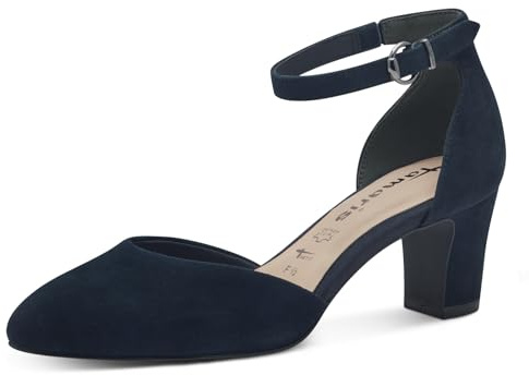 Tamaris Escarpins à lanières pour Femme, Talons Hauts, Semelle intérieure Touchit, Bleu Marine, 40 EU