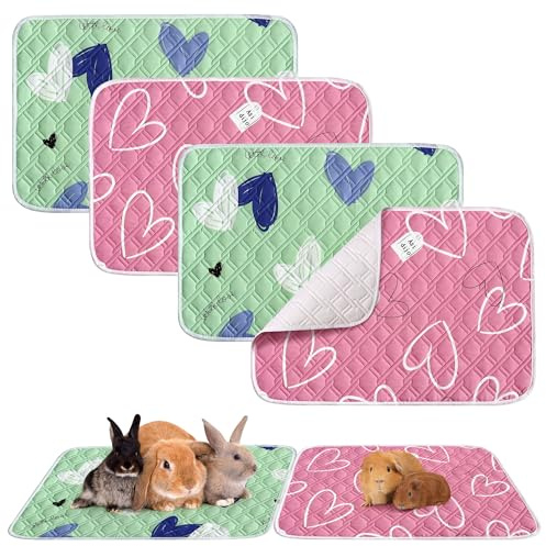 Pack de 4 doublures pour cage de cochon d'Inde - Litière réutilisable à absorption rapide et imperméable - Tapis absorbant lavable pour petits animaux, chat, chinchillas, hamster, lapin - 68,5 cm x