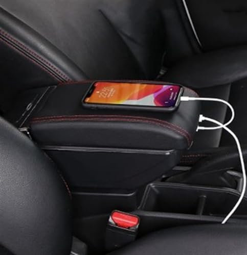 NATWEE Compatible avec Clio 3 2008-2016 2017 2018 2019 2020 2021 Accoudoir Rotatif Intérieur De Voiture, Boîte De Rangement, Console Centrale avec Cendrier Porte-gobelet USB, boîte d'accoudoir(2)