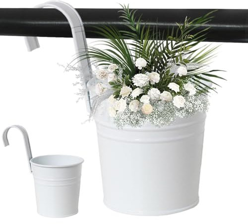 Tedious Colgar macetas | Maceta Colgante de Maceta de Hierro | Tenedores de Flores Reutilizables para Colgar en la Pared, Cubo de Metal para barandilla, decoración de balcón
