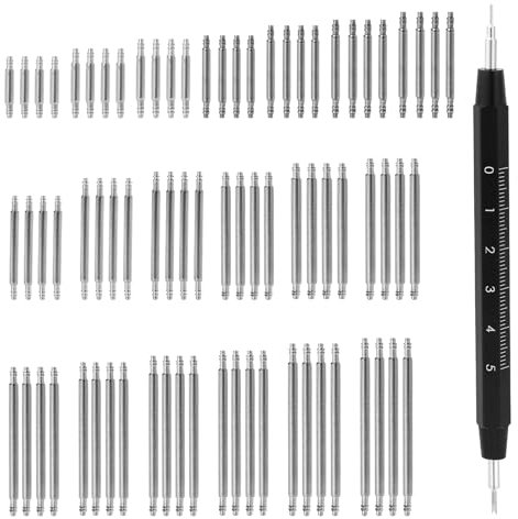 77-teiliges Federsteg-Werkzeug-Set, 19 Größen Edelstahl-Uhrenarmband-Stifte Ersatz-Set mit Entferner für die Reparatur von Uhren, Länge 8-26 mm