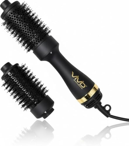 Vivid One-Step Hair Dryer and Volumiser Ceramic (Dry and Style, 2in1 Styling Tool, Ceramic Coating,2 Unique Oval Brush Head for mid to Long Revloning and Revamping Hair.UK Brand Technology