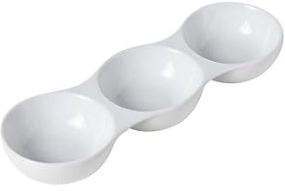 Cosy & Trendy Snackschale aus Porzellan, 3 Fächer, 24 x 7,5 x 3,3 cm, Weiß