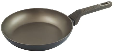 Zanetti, Padella Forgiata Alto Spessore TERRA, Padella Antiaderente in Alluminio, Adatta a Tutti i Piani Incluso Induzione, Manico Soft Touch Effetto Legno, Diametro 28 cm, Packaging 100% Riciclato