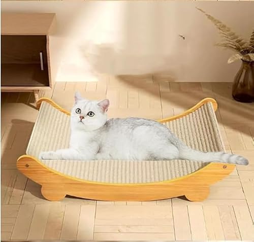CiCixixi Rascador Cartón para Gatos Tableros 2 en 1,Rascador para Gatos Cara Alfombras Rscadoras con Sisal y Alfombra structura de Madera Cama para Gatos+1×Alfombrilla rascador para Gatos
