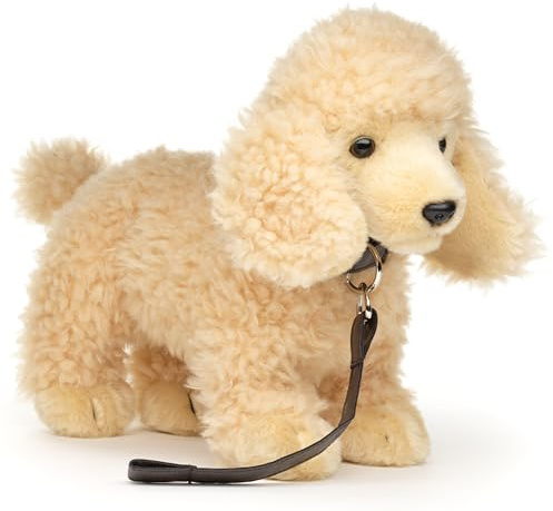 Uni-Toys - Barboncino di albicocca, in piedi (con guinzaglio) – 30 cm (lunghezza) – cane di peluche – peluche