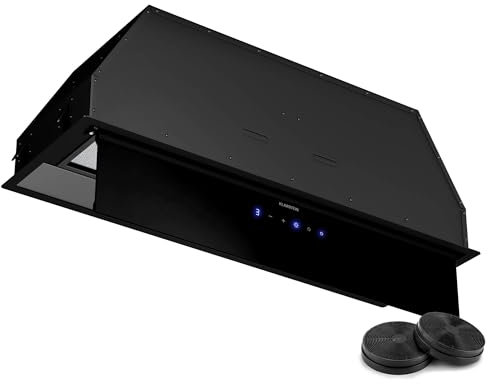 Klarstein Ventimate Hotte à Tiroir, 85cm Hotte Cuisine Aspirante avec Commande Tactile, 390 m³/h, Efficacité Énergétique A+, Moteur Silencieux, Éclairage LED, Filtre à Charbon, Noir