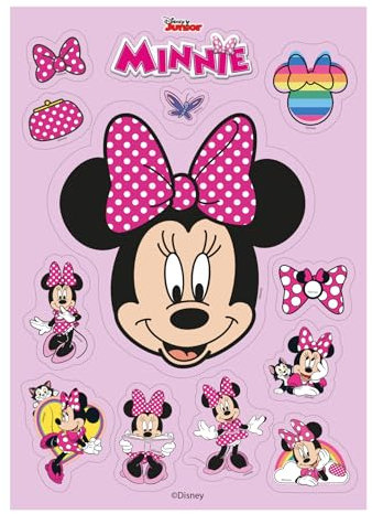 Dekora, Minnie Mouse Topper Azyme Découpée, Décoration Comestible pour Gâteau d'Anniversaire, Cupcakes ou Biscuits, Anniversaire à Thème pour Enfants, A5