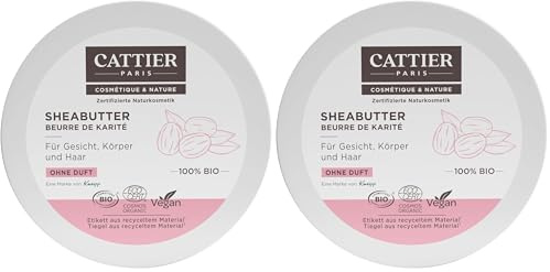 CATTIER Paris Sheabutter 100% Bio - ohne Duft - zertifizierte Naturkosmetik - 100 g (Packung mit 2)
