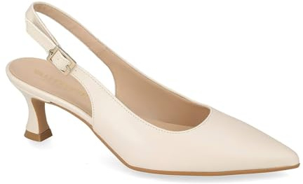 Valleverde 19040, Décolleté Slingback da Donna in Pelle con Cinturino Regolabile (Crema, Sistema Taglie Calzature EU, Adulto, Numero, Media, 37)