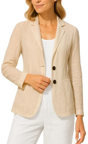 Mina Self Linen Blazers for Women Womens Blazer Beige Lightweight Fitted Jacket 2026 Spring Business Casual Trendy Clothing Work Office Fashion Long Sleeves Women's Blazers & Suit Jacket
