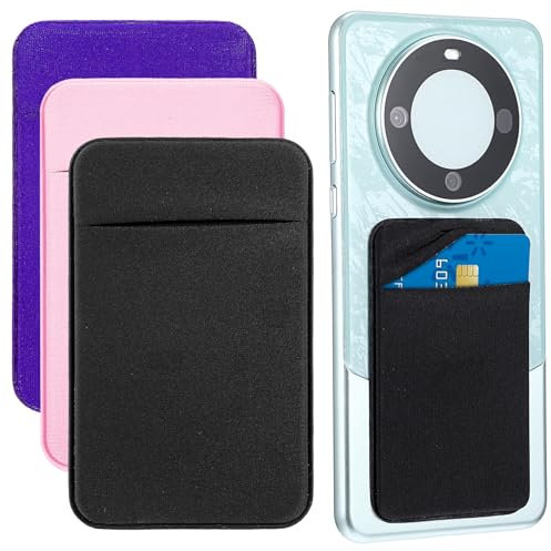 Dimeho Paquete de 3 soportes adhesivos para tarjetas de teléfono, tarjeteros, para teléfonos, tarjetas de crédito para la parte posterior del teléfono, compatible con la mayoría de teléfonos celulares