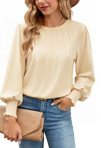 Gyabnw T Shirt Donna Girocollo Maniche Lunghe a Sbuffo
