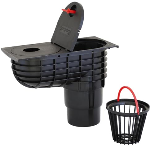 WYSKONT Entwässerung - Regensinkkasten - Regenrohrablauf - Regenwasserablauf - Dachrinnenablauf - Regenablauf - Ablaufdurchmesser DN110 / DN125 (Schwarz)