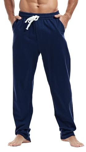 Amy Coulee Mens Joggers Bottoms Cotton Running Gym Tracksuit Bottoms Casual Straight Leg Sweatpants (Navy, XL)