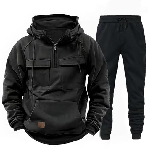 Chándal para hombre completo cómodo para gimnasio sudaderas con capucha y pantalones anchos para jogging fitness conjuntos deportivos ligeros con bolsillos trajes de gimnasia otoño invierno manga