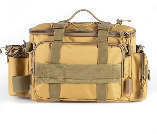 Croch Borsa per attrezzi da pesca – Borsa per pescatori – Borsa da pesca impermeabile con tracolla, borsa multifunzionale per attrezzatura da pesca all'aperto & accessori, multicolore, sabbia