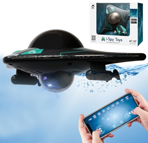 HUAJUN Remote Control Boat, RC Boat with HD Camera, High-Speed Spaceship Water Toy, LED Lights, APP Wireless Control, Adjustable Camera Angle