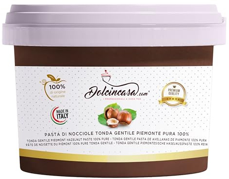 Dolcincasa - Pasta de avellanas Piamonte IGP Avellana Redonda Gentile delle Langhe 100% pura para helados, cremas, crema y otros usos en pastelería, 200 g