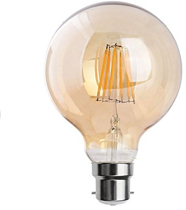 dc Voltage DCVOLTAGE G95 Globe 8W, Led Edison Light Bulb, B22 Bayonet Bulb, Dimmable Retro 220V 400 Lumen Warm White 2700K CRI>90,G80 Led Filament Light Bulb,90% Energy Saving