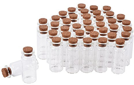 SHiZAK 40 pack 10 ml Mini Glass Jars Bottles with Cork Stoppers